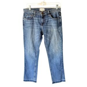 Current Elliott The Stiletto Blue Cropped Raw Hem Jeans Womens Size 26‎